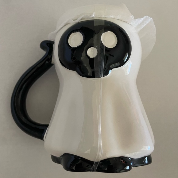 Halloween ghost skull 💀 cat tea cup or coffee mug with ceramic lid - Picture 2 of 5